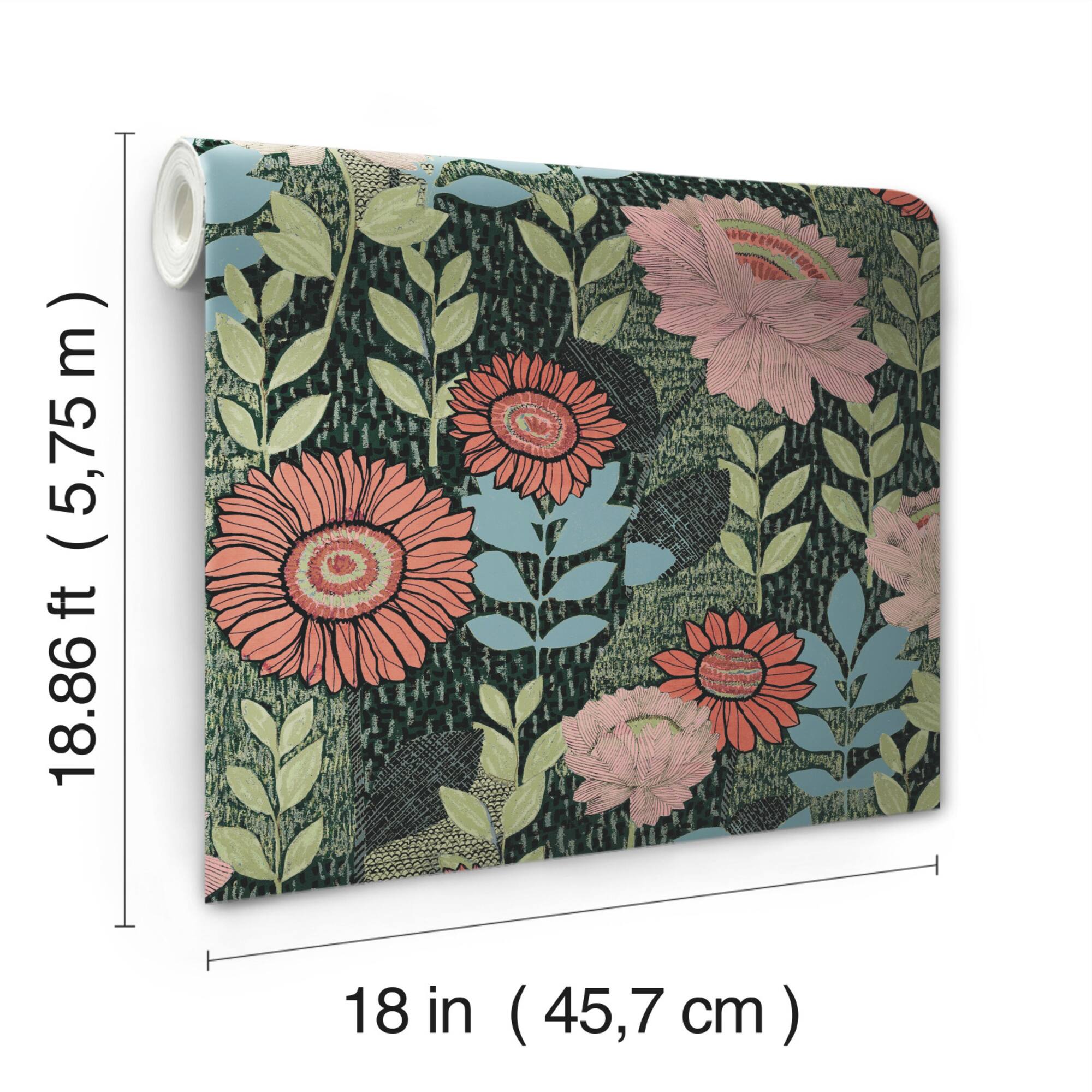 RoomMates Tamara Day Green Botanical Garden Peel & Stick Wallpaper